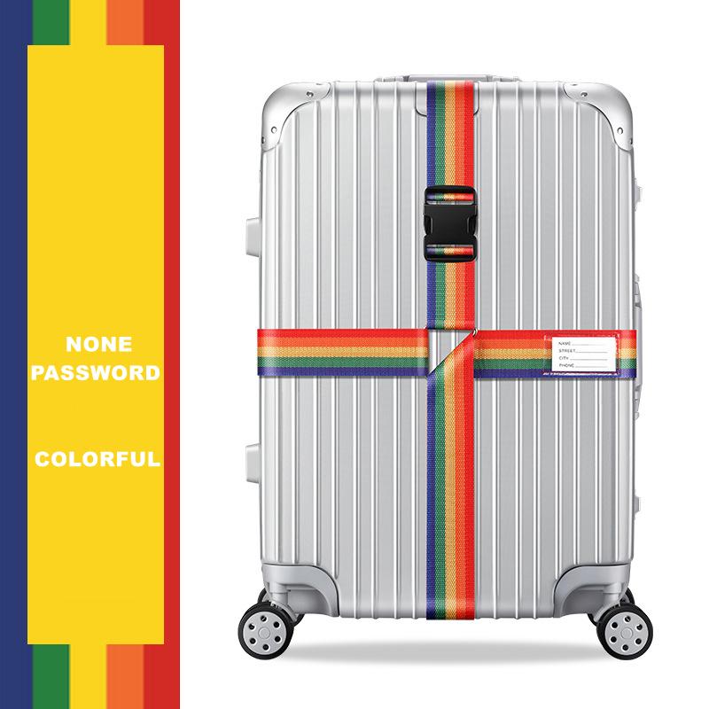 Anti-theft Luggage Buckle Cross Strap Password Adjustable Bundling Packing Baggage Belt Suitcase Trunk Belts Bag Accessories: Beige