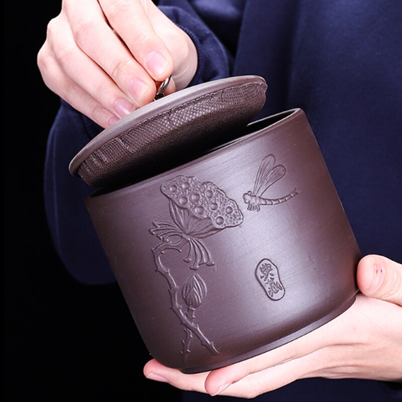 Theeblik paarse klei puer groene thee opbergdoos theepot snoeppot gedroogd fruit container keramiek kruiden opbergdoos 11.5*11cm