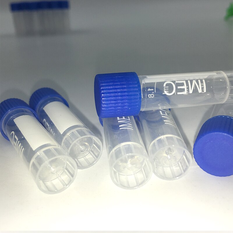 1.8ml Plastic Centrifuge Test Tube Vial Container Self Standing with Blue Screw Cap 100PCS