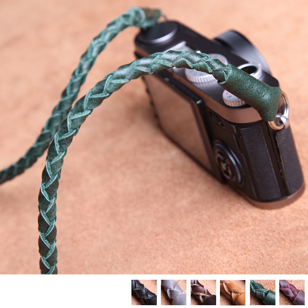 Cam-in  cs205 læder flettede slr kameraremme digital mikro enkelt kamera skulderrem rundt hul grænseflade lanyard