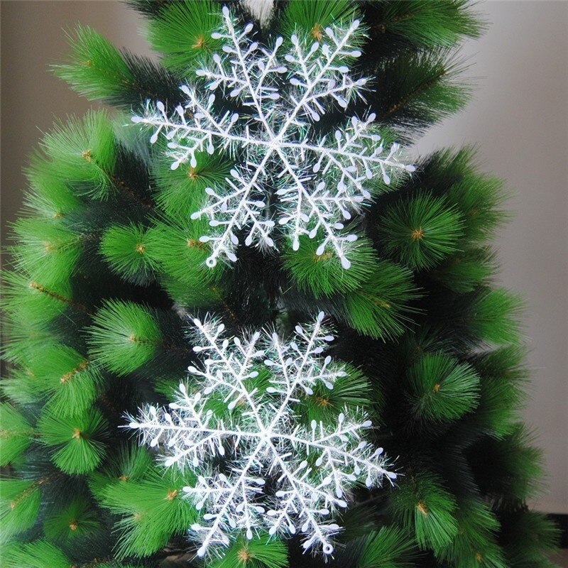 30pcs Christmas Snowflake Ornament Xmas Artificial White Snow Flakes Hanging Pendant Christmas Home Festival Decorations