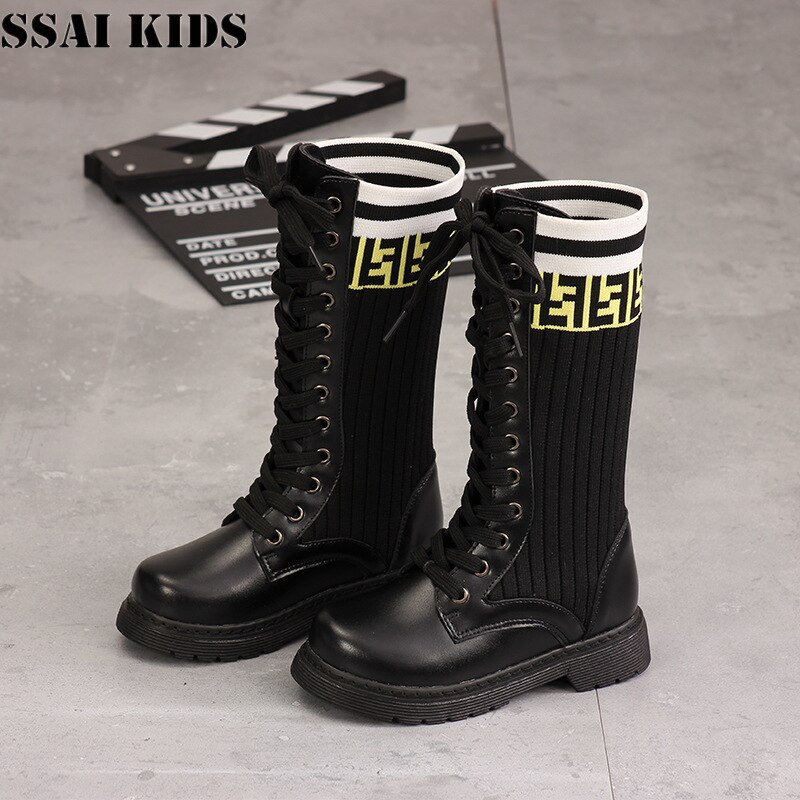 SSAI freundlicher frühling herbst neue freundlicher elastische socken schuhe Baby Mitte-rohr stiefel mädchen prinzessin stiefel mädchen schuhe