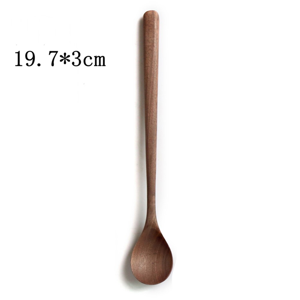 1 pc svarta valnötsskedar kafferöra lång skopa trä stor soppa ris spade honung te köksservis: 2