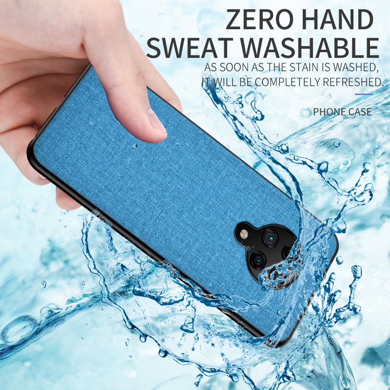 Voor Poco X3 Nfc Case Eenvoudige Doek Pu Soft Tpu Edge Shockproof Cover Voor Xiaomi Pocophone Poco X3 Nfc F2 pro Capa Case