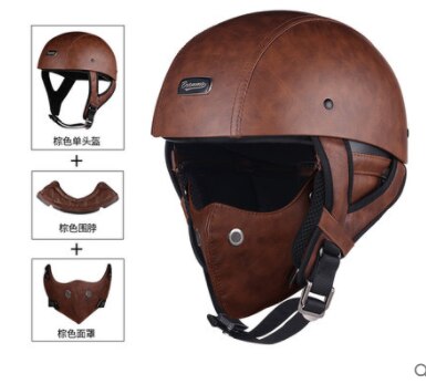 Brammo Moto Rcycle Helm Vintage Pu Leer Half Helm Moto Rbike Helm Moto Casco Bril En Masker