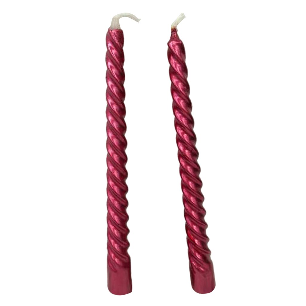 Velas largas en espiral retorcida para comedor, restaurante, cafetería, Bar, 2 uds., 19,5 cm: Red