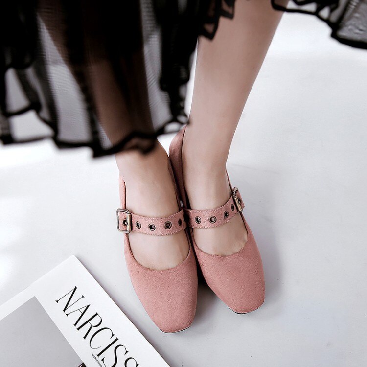 Oversized 10 11 12 ladies high heels women shoes woman pumps Square-headed heavy-heeled single shoes