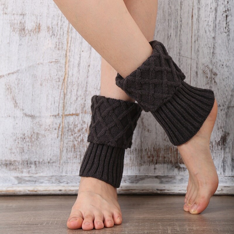 Calentadores de piernas de punto para invierno, calentadores de piernas cortos para otoño e invierno, calentadores de piernas de punto
