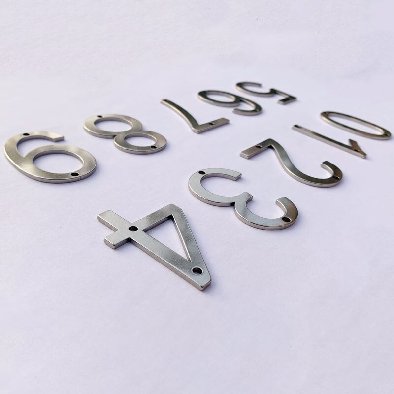 50mm Stainless Steel House Numbers With Screws Metal Digital Label Doorplate Door Plaque Number Signs For Mailbox Street Numbers