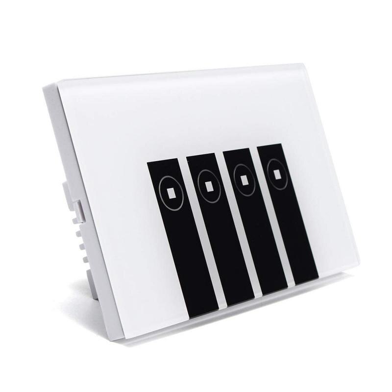 Touch Switch Smart Light Switch Panel Wall Interruptor 1/2/3/4 Gang Piano key Wifi Light Switch Work with Alexa Google Home: 4-Gang