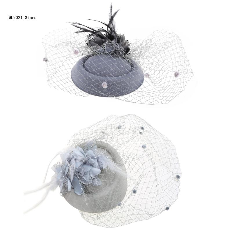 Fascinator-Hüte, einfarbig, pelzige Pillbox-Hut, Party-Kopfbedeckung, Mütze mit Schleier für Mädchen und Frauen