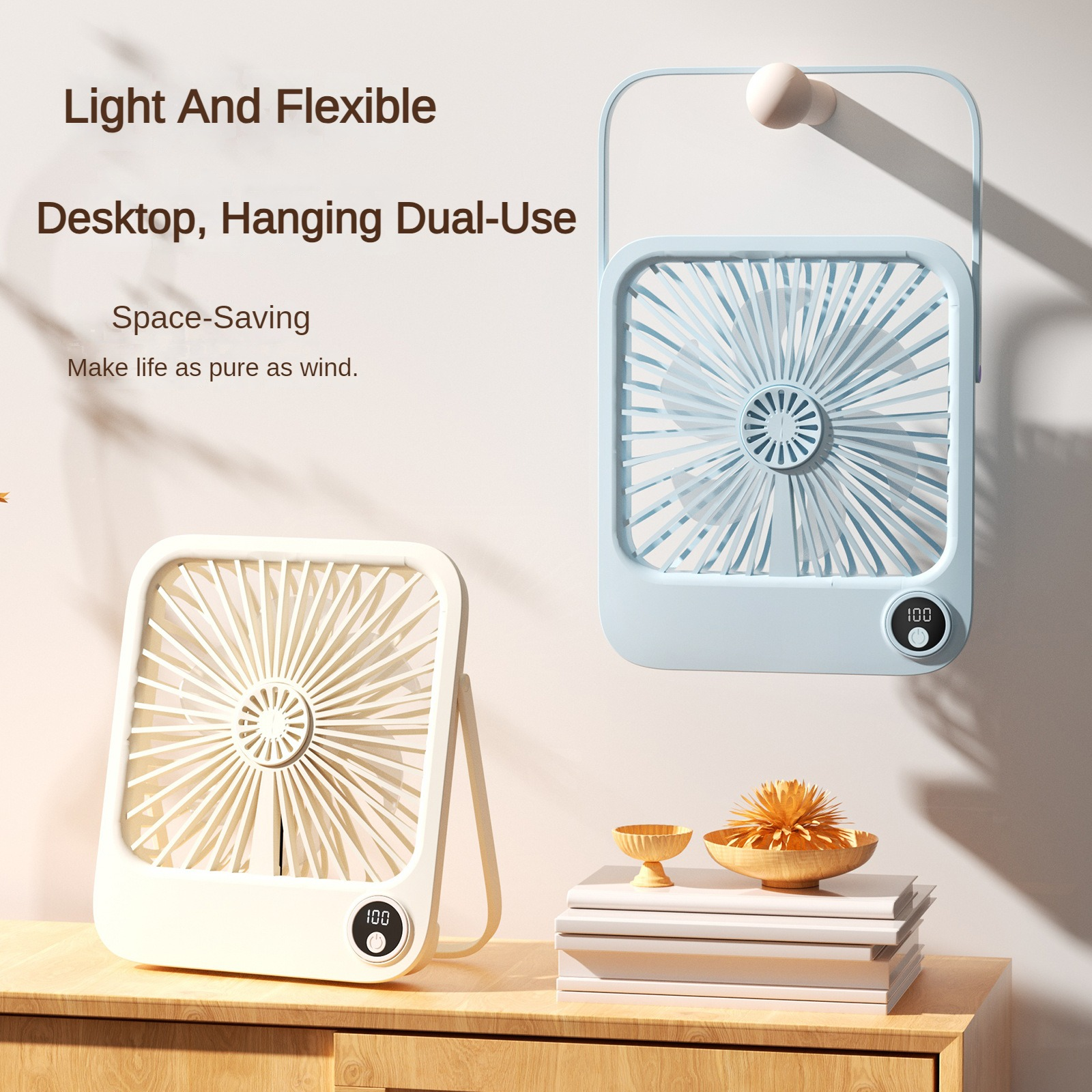 Desktop Kleine Ventilator Draagbare Outdoor Office Usb Opvouwbare Ventilator Digitaal Display Ultra Slanke Ventilator