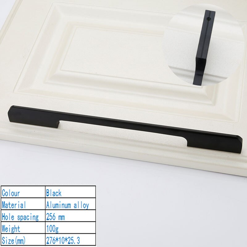 Pomos y tiradores de puerta minimalistas y modernos americanos, Tiradores para enfriador de vino, manijas de cocina, manijas para armario, manija para armario: Black 256