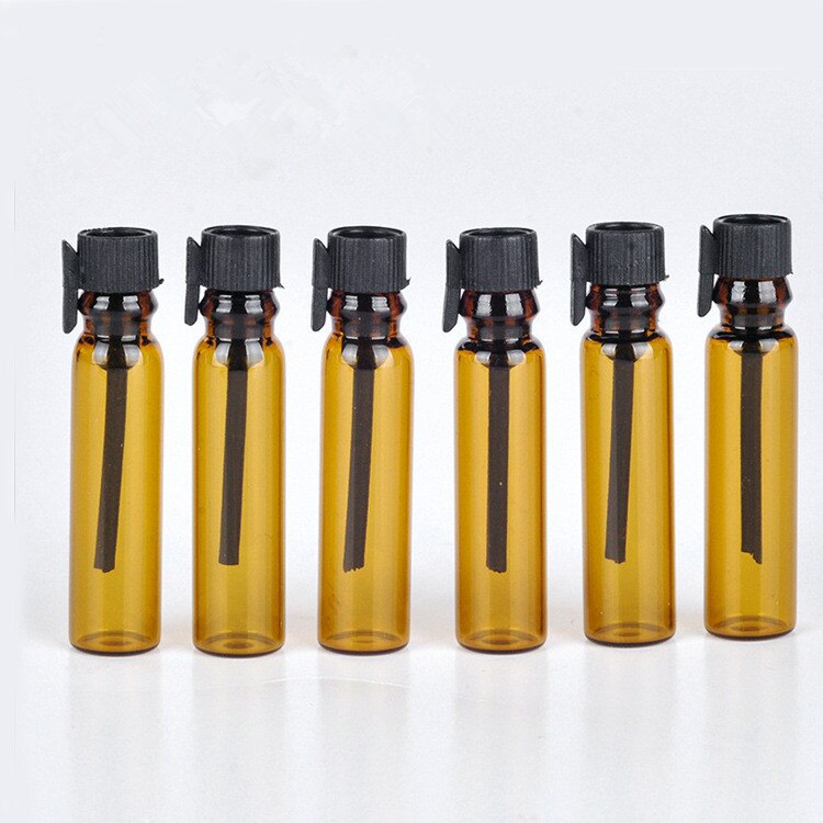 100pcs/lot 1ml 2ml Amber Glass Perfume Bottle Refillable Mini Sample Glass Essential Oil Vials Cosmetic Container