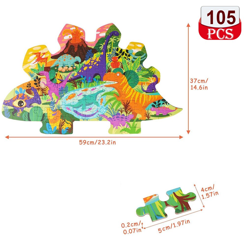 Dinosaur puzzles for children, educational learning toy, animal puzzle for children aged  ab 3 years, table game, toy: White