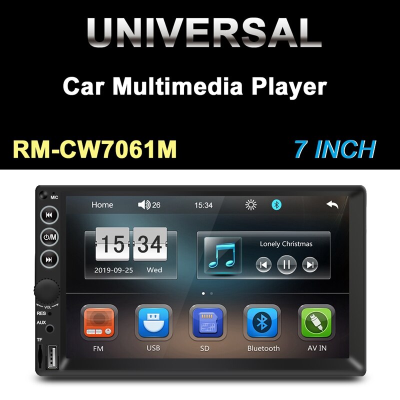 Autoradio 7 tuuman hd  mp5 soitin paina sn digitaalinäyttö bluetooth multimedia auton varmuuskopiointi monitori usb 2 din autoradio