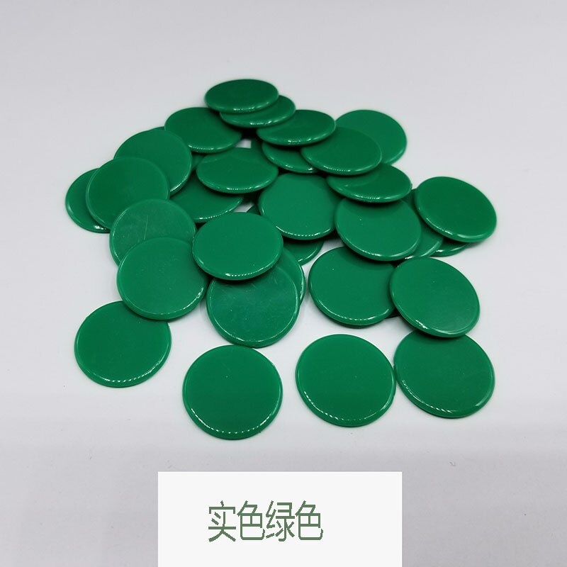 100 Stks/set 4 Kleuren 19Mm Accessoires Plastic Poker Chips Casino Bingo Markers Token Fun Familie Club Game speelgoed: 100pcs green