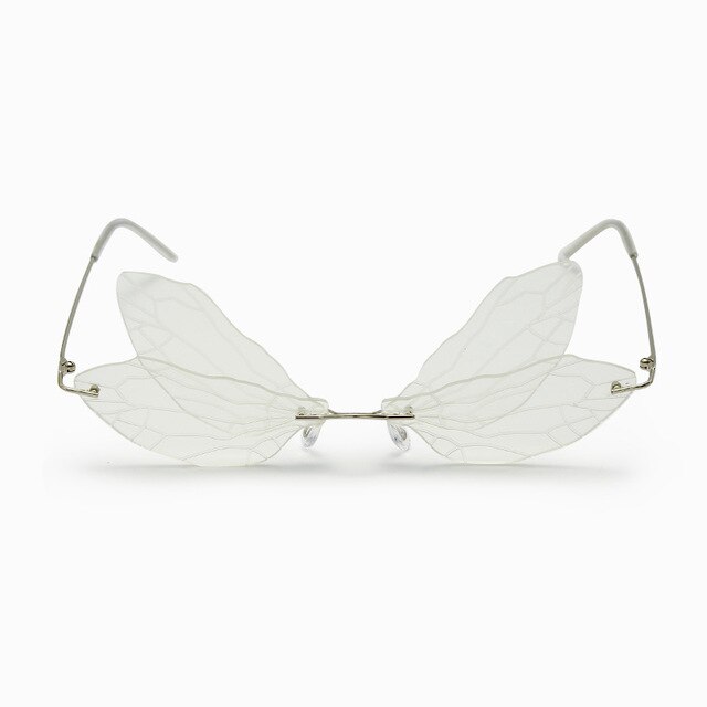 Vintage Dragonfly Vleugels Zonnebril Mode Randloze Vrouwen Hd Lens Eyewear Mannen Roze Zonnebril Uv400 Eyewear Vrouwelijke: 1 Transparent