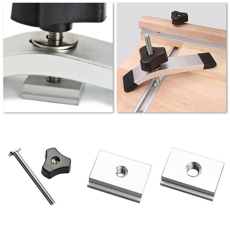 1pc t-spår skena skjutreglage skruvknopp träbearbetningsfixtur skjutreglage manuellt fixeringsverktyg  m8 tillbehörsverktyg  m6 t- slits slider  y0 o 6