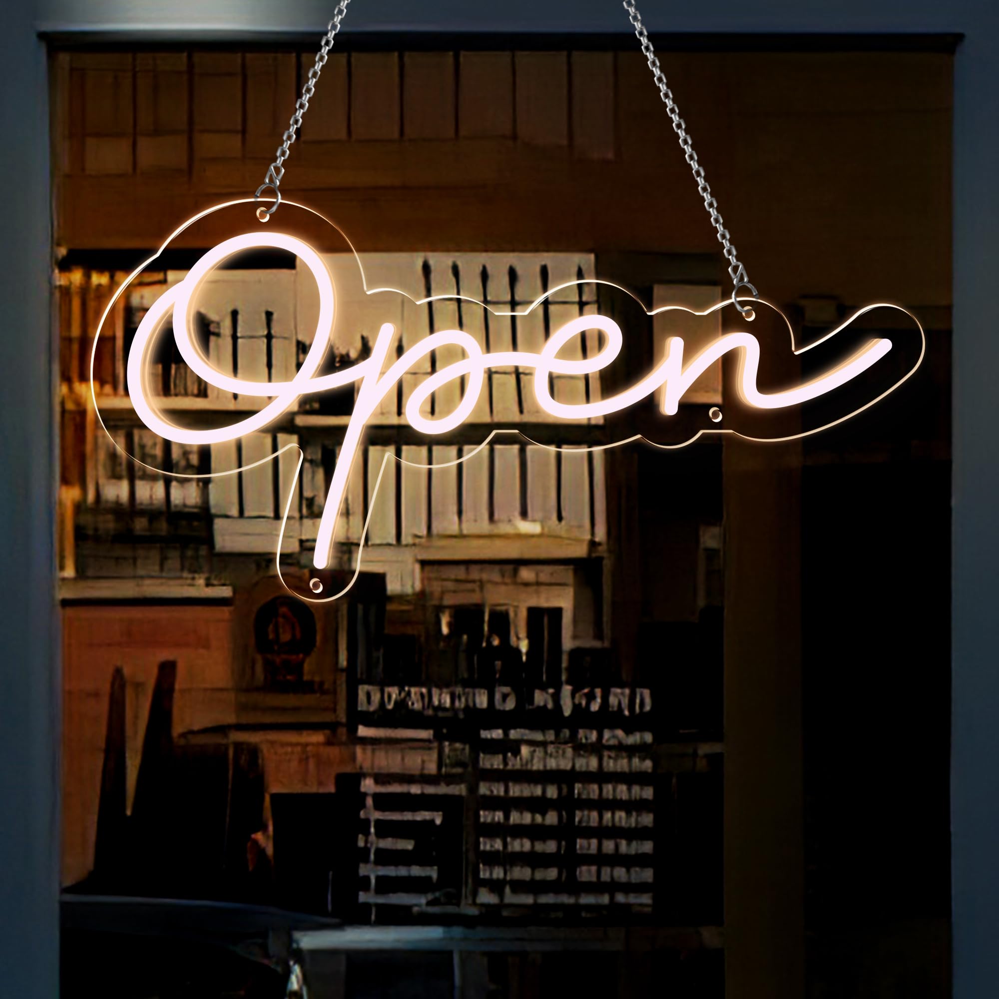 Open Neon Signs Bright LED Light High Visibility Advertisement Board Display Sign Walls Window Door Bar Shop Coffee Salon Store: light yellow