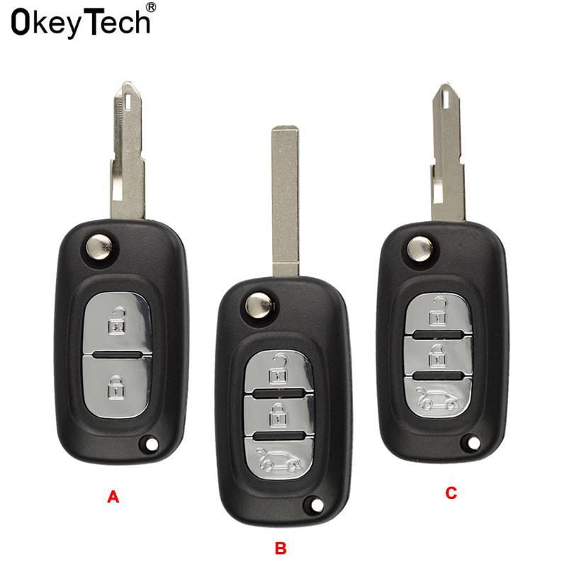 Okeytech Vervanging Autosleutel Shell Voor Renault Clio Megane Kangoo Modus Fluence 2/3 Knoppen Flip Remote Key geen Logo