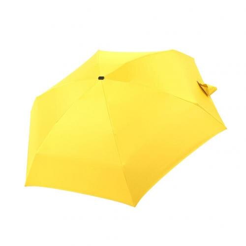Portable Five-Fold Umbrella Mini Retractable Folding UV Protection Girl Umbrella Sun Umbrella: Yellow