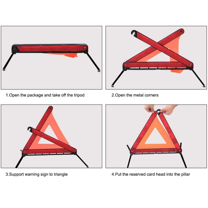 Señal de peligro de emergencia triángulo de coche señal de advertencia de avería automática Triángulo reflectante parada Tablero de muestra coches trípode