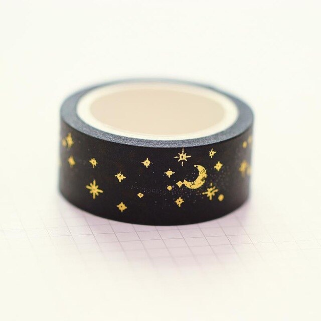 1 pc /  kpl mustia kuutähtiä washi-paperi maalarinteippejä 1.5cm x 5m tee itse scrapbooking sydäntarroja kääretarra