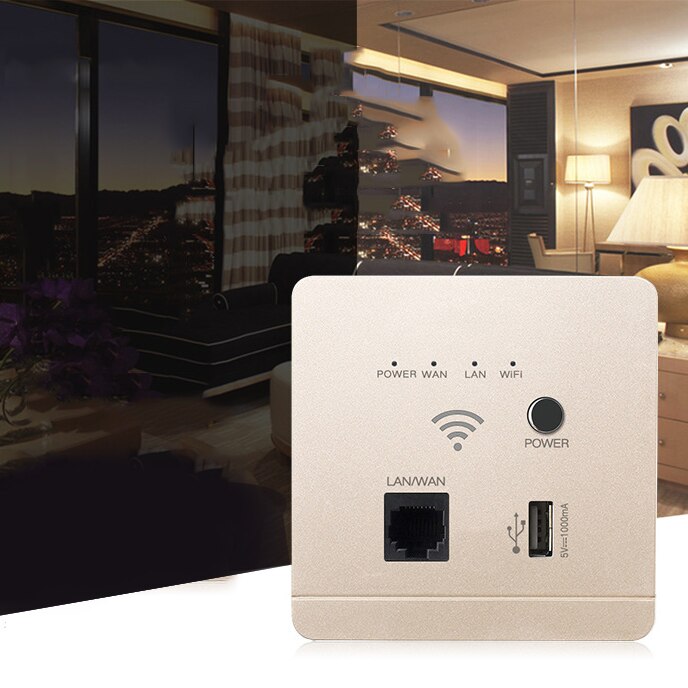 86mm 300Mbps Wall Router with USB Socket Smart Wifi Repeater Extender Wall Embedded 2.4Ghz Router Panel