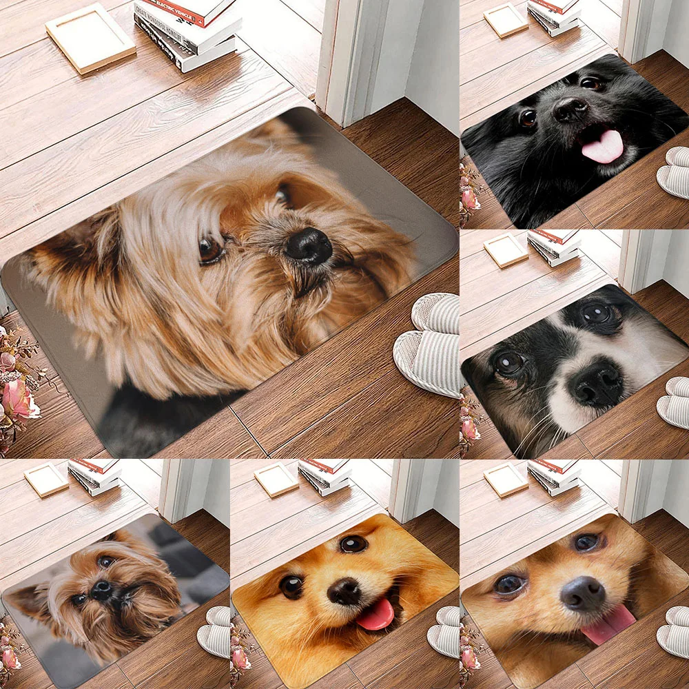 Bedroom Balcony Non-Slip Rug Entrance Door Mat Floor Dog Funny Pug Schnauzer Kitchen Living Room