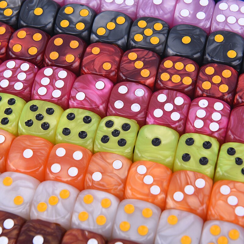 10 st / set 6- sidiga tärningar runda hörn pärla pärla tärningar 16mm spela bordsspel underhållning leveranser