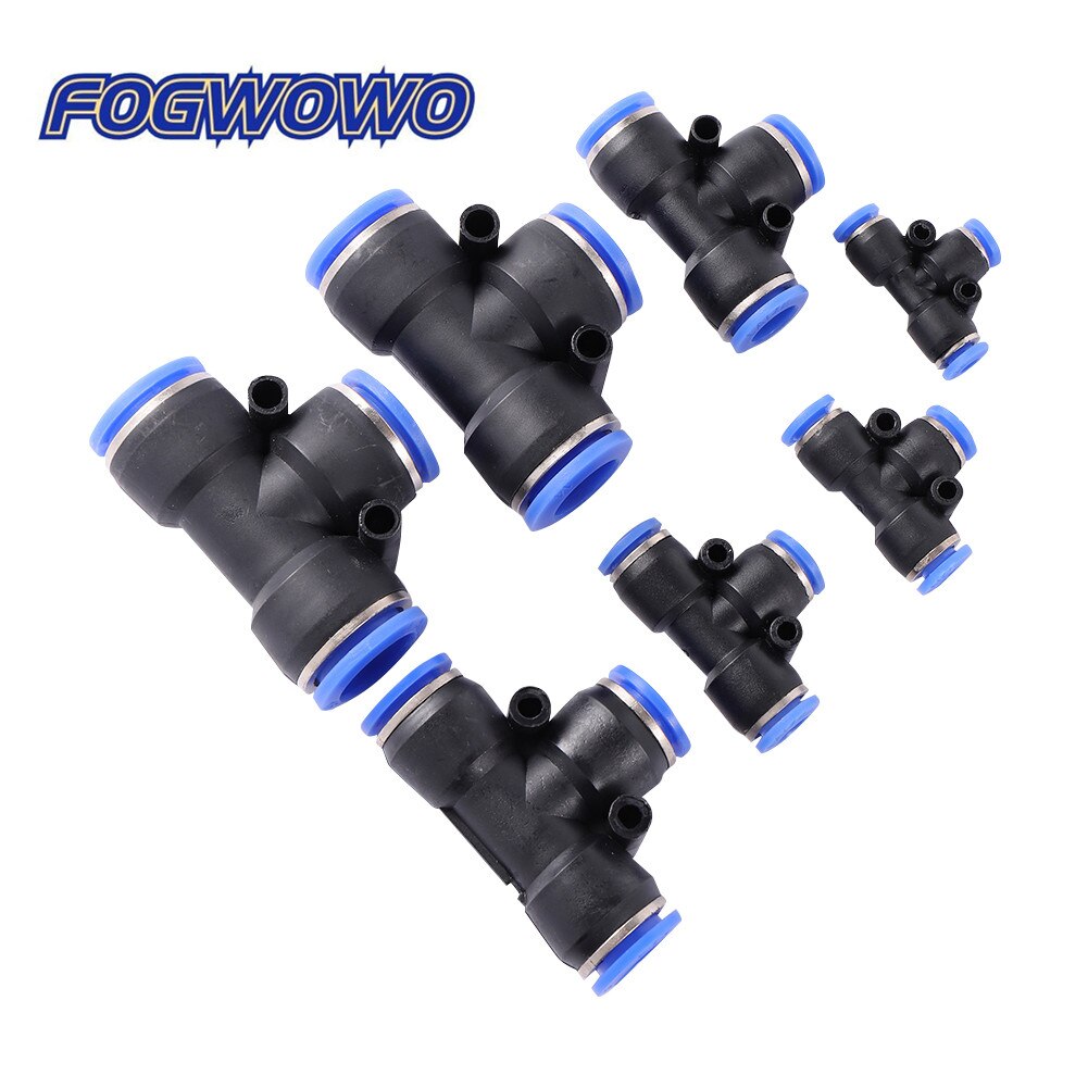 Conectores de agua para riego de jardín tipo T, 5 uds., 4mm, 6mm, 8mm, 10mm, 12mm, 14mm, 16mm, conectar rápidamente la boquilla atomizadora