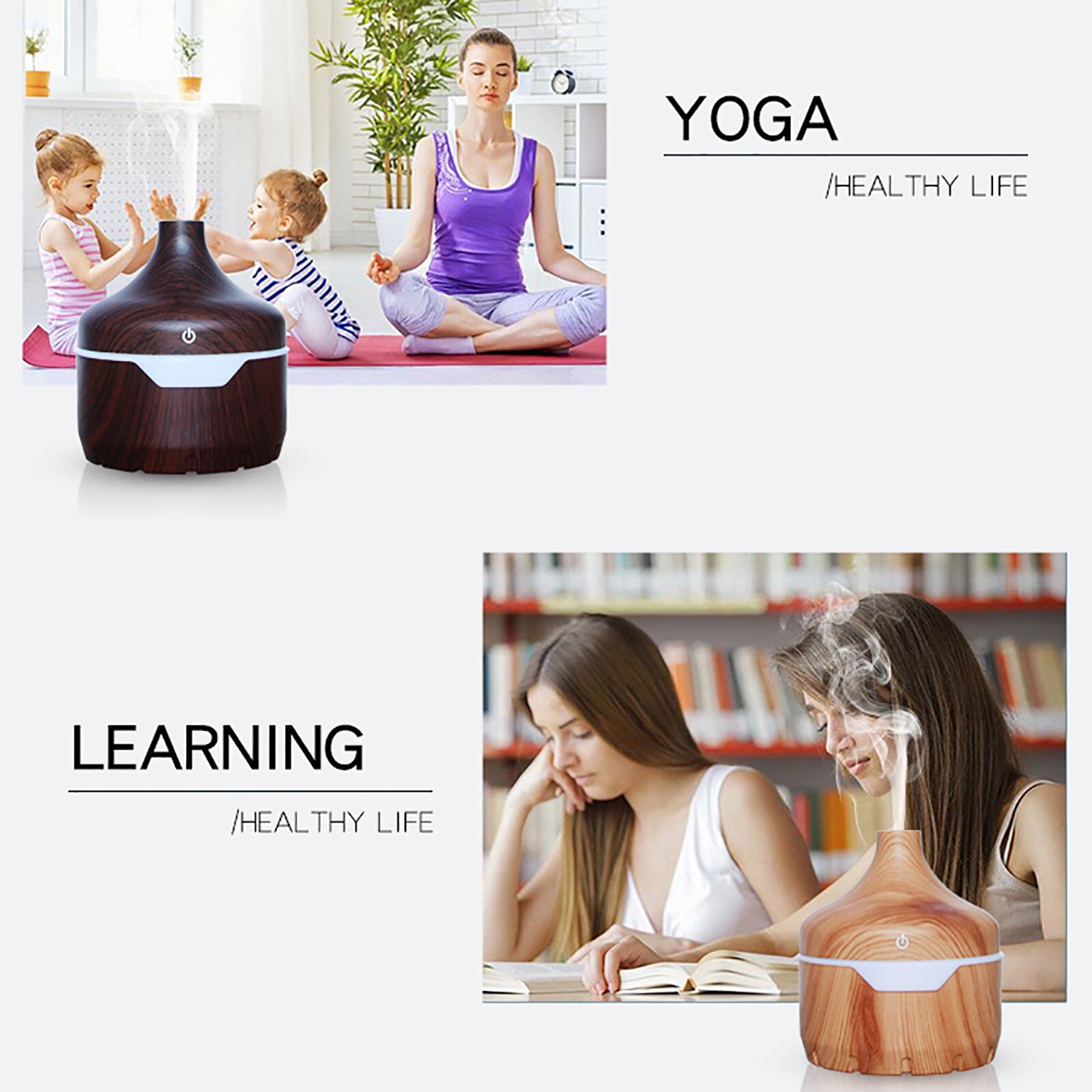 40# 300ml Air Aroma Essential Oil Diffuser Wood Grain Humidifier led Aroma Aromatherapy Humidifiers Cool-mist Maker Home Office