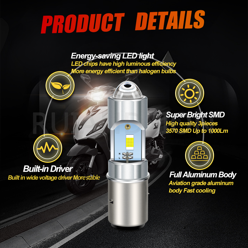 1PCS 18W H6 BA20D P15D P15D-25-3 P36D Lamp 6V 10-80V 6000K motorfiets Koplamp Moto LED Super Heldere Autobike Mistlamp ATV Lamp