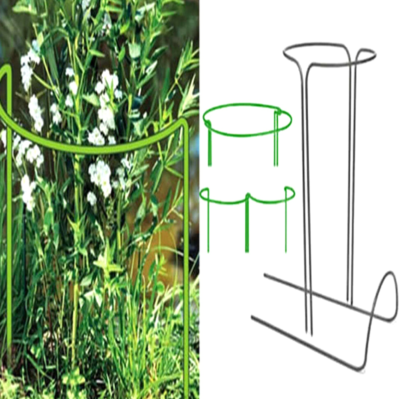 2 Pcs Garden Bracket Fence Flower Plant Support Stakes Semi Circular Metal Frame for Garden K888