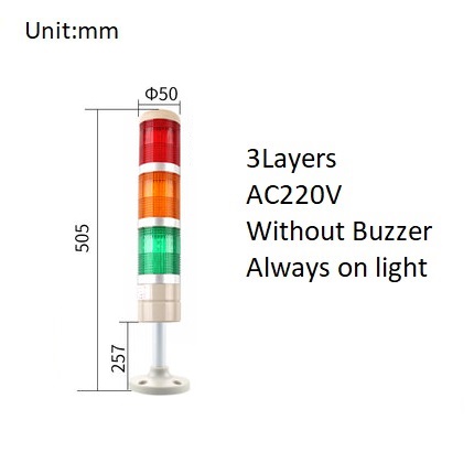Stack Lamp Industrial Machine Emergency LED Warning Light Tower Straight Rod Disk Base DC12V/24V AC110V/220V without Buzzer: 3Layers 220V no Buz