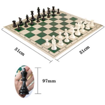 Jusenda Chess Set 32 Wooden Chess Pieces With Board 77/97mm Classic Ajedrez Portable Travel Game For Kids Adult Toy: 97mm With 51cm Board