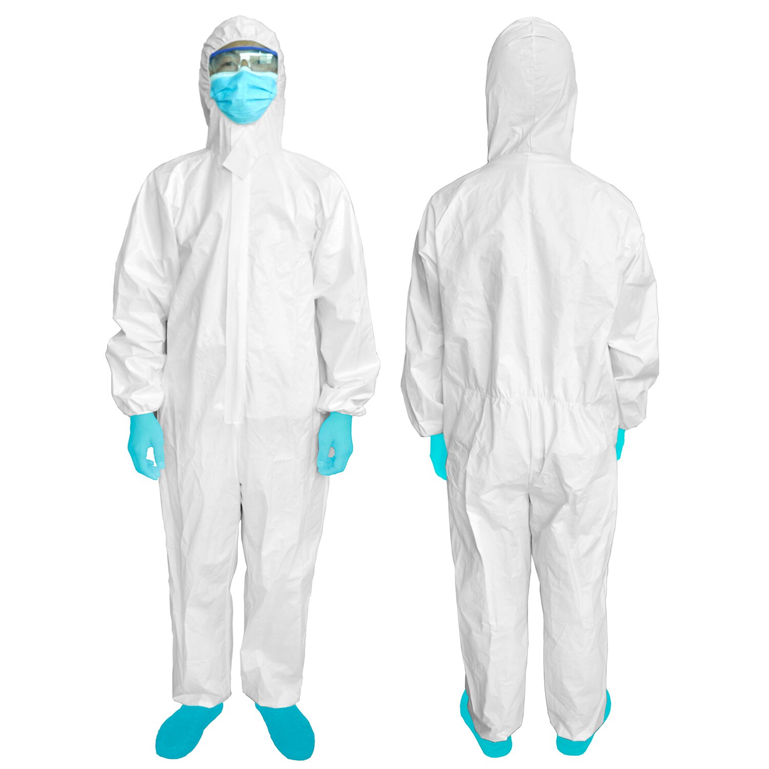 Disposable Non-woven Full Body Protective Suit with Elastic Wrist Ankle and Hood Prevent Invasion of Virus