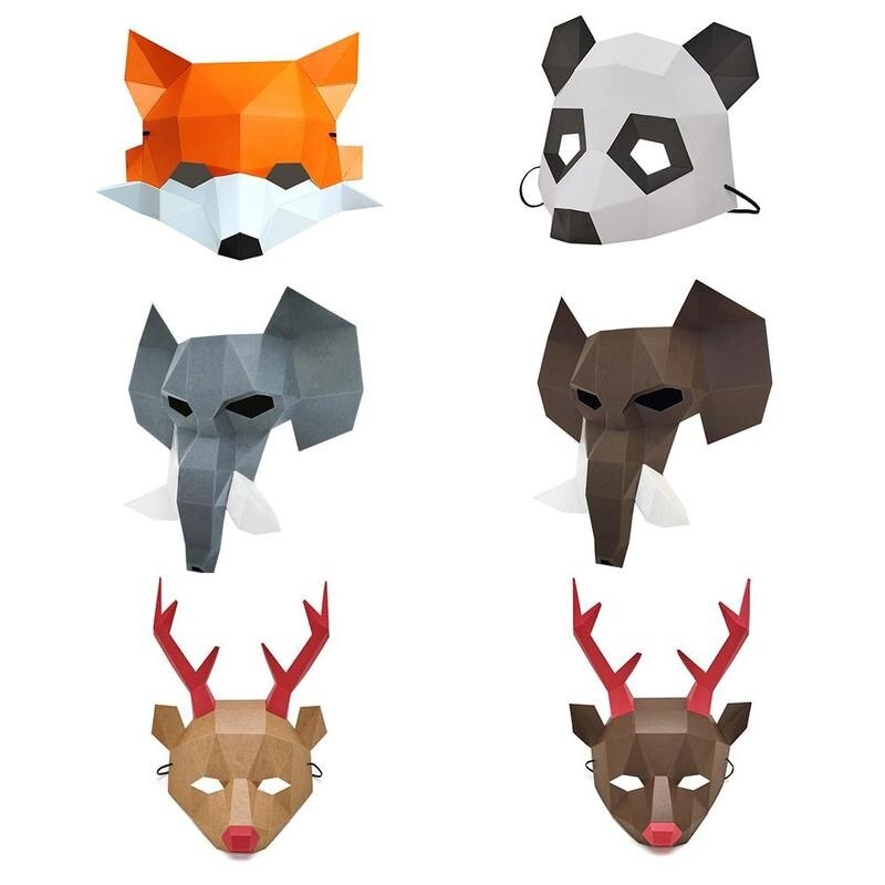 Bricolage demi visage papier masque à la main jouet 3D demi visage papier masque Papercraft jouet bricolage demi visage papier masque fête spectacle accessoire