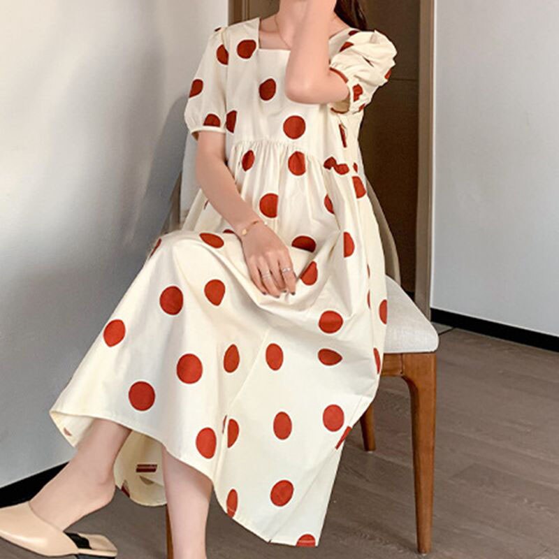 Gravide sommerkjole gravide tøj vestidos plus size kjole til gravide prikkede kjoler graviditetskjoler