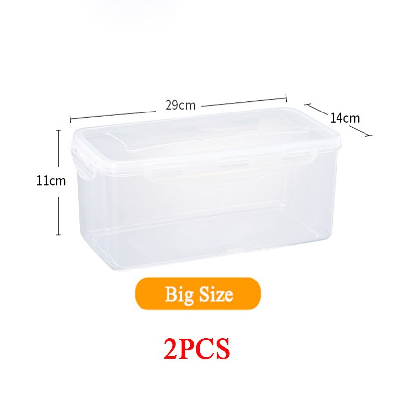 Grote Voedsel Opslag Container Met Deksels Plastic Keuken Koelkast Voedsel Verzegelde Doos Groenten & Fruit Verzegelde Organizer: 2pcs Big Size 3.5L