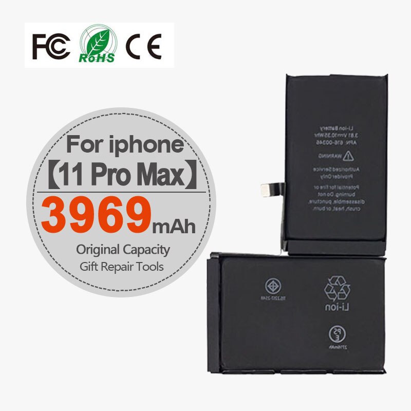 Batería de alta capacidad para teléfono móvil, paquete con sello de ciclo 0, para iPhone 4, 4S, 5, 5S, 5C, SE , 6, 6S, 7, 8, SE2 Plus, X, XR, XS, 11 Pro Max: For iPhone 11Pro Max