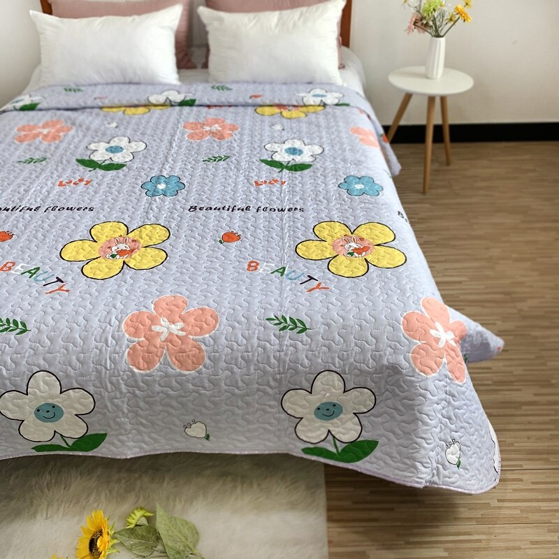 Couvre-lit matelassé imprimé Floral à carreaux, couvre-lit Patchwork, Style américain, couverture de lit pour adultes, été, 220x240cm: 10 Bedspread