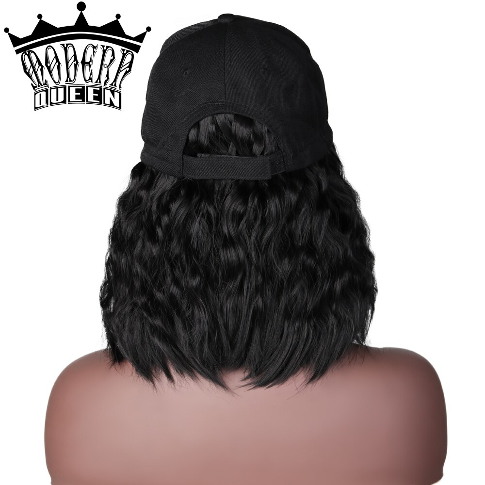 MODERN QUEEN Short Curl Baseball Cap Hair Wig 10inch Synthetic Bob Wig Cap Hair Heat Resistant Fiber Female Short Bob Wig Hair