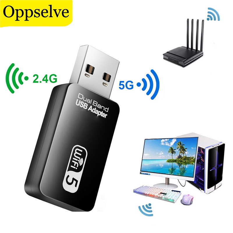 Adaptador Wifi USB de 1200Mbps, controlador gratuito, antena de 5ghz, Ethernet, para PC, ordenador portátil, tarjeta de red, Dongle, receptor Wifi