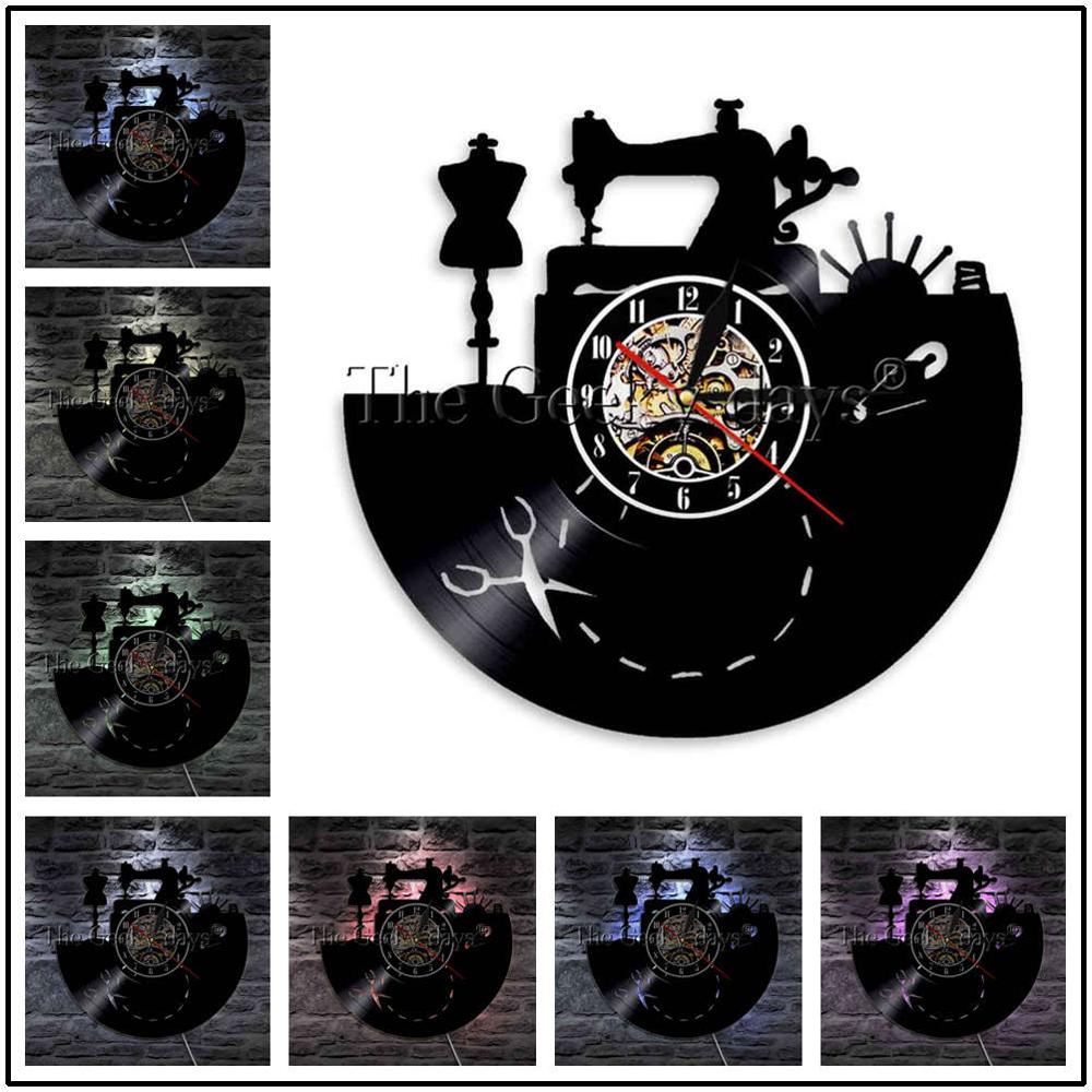 J'aime coudre vinyle Record horloge murale reloj de pared Vintage Quilting Machine à coudre horloge montre couturière femmes mère: PURPLE / 12 Inch Without LED