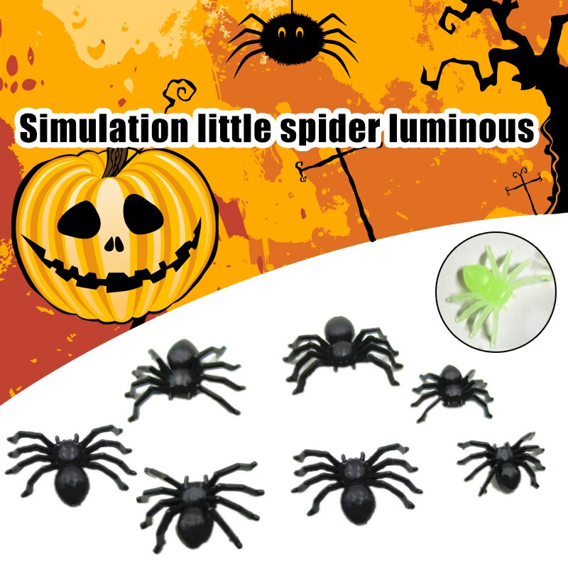 20/50pz di Halloween Decorativo Ragni incandescenza in buio Nero di Plastica ragno Giocattoli Halloween scherzo Realistico Puntelli NSV775