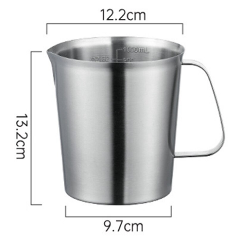 Stainless Steel Measuring Cup Thickened Kitchen Milk Cup Scale Cup Household Baking Container Cup Milk Foam Cup