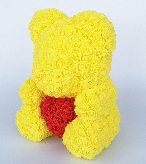 40 cm bear rose teddy bears flower rose bear DIY Christmas Valentine&#39;s Day: Yellow