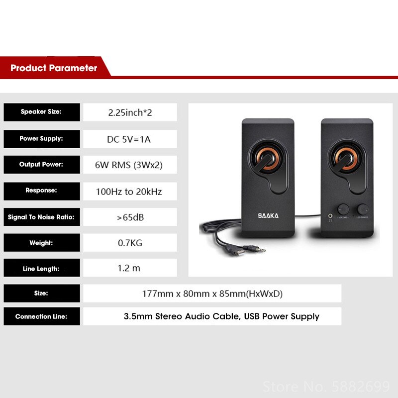 Altavoces envolvente 4D para ordenador portátil, barra de sonido de graves estéreo, Subwoofer, Sistema de música HIFI, no Bluetooth, USB